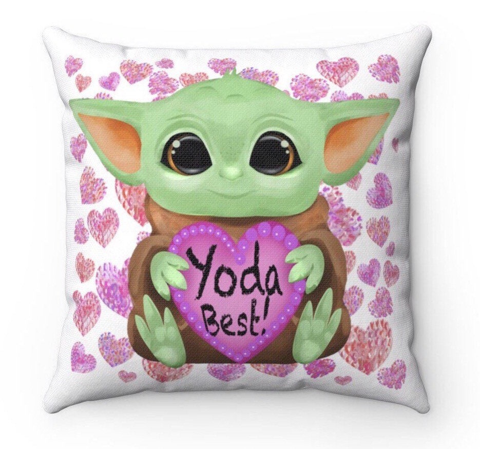 Baby Yoda Pillow Yoda Best Sweetheart Grogu Pink Hearts Etsy