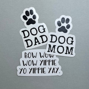 Dog Mom and Dog Dad Sticker Pack, Vinyl Decals, Die Cut Stickers imagem 1