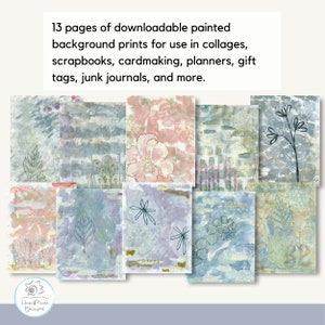 Printable Painted Decorative Papers, Mixed Media Prints, Scrapbook Paper, Digital Download image 2