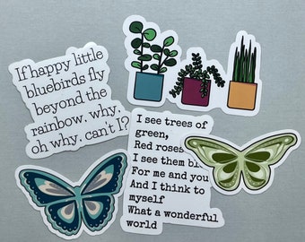 Nature Stickers Pack of 5 , Vinyl Decals, Die Cut Stickers