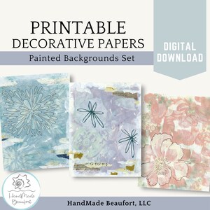 Printable Painted Decorative Papers, Mixed Media Prints, Scrapbook Paper, Digital Download image 1