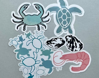 Coastal Themed Sticker 5-Pack, Vinyl Decals, Die Cut Stickers