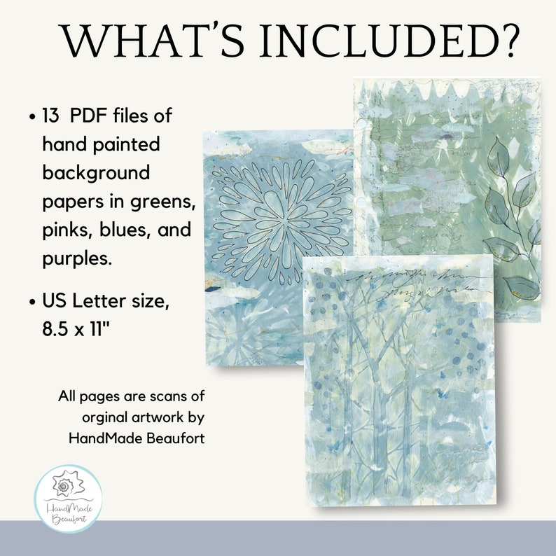Printable Painted Decorative Papers, Mixed Media Prints, Scrapbook Paper, Digital Download image 3