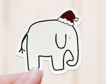 Santa Hat White Elephant Sticker, Vinyl Decal, Vinyl Sticker, White Elephant Gift Exchange