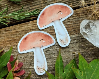 Red Mushroom Sticker . White Vinyl .