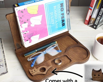 Personalized Book Stand with Thumb Page Holder | Custom Wooden Book Holder | Unique Gift for Book Lovers | Bookmark Stand