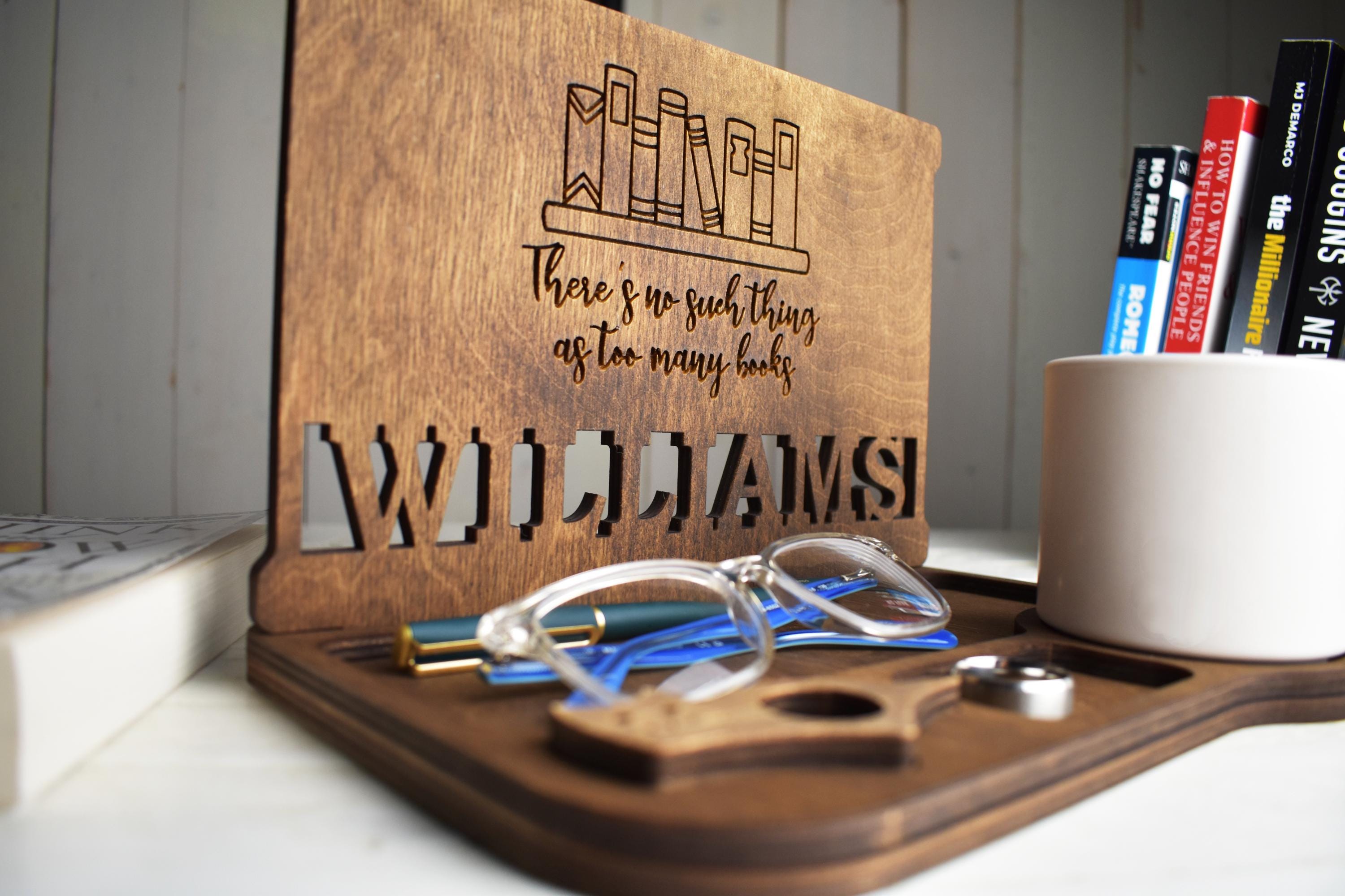 Personalized Book Stand With Thumb Page Holder | Custom Wooden Book ...