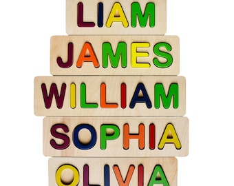 Personalized Wooden Name Puzzle, Custom Baby Gifts for Boys and Girls, Christmas or First Birthday, Montessori Toys for Toddlers 1-3