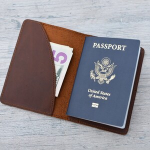 Leather Passport Wallet, Distressed Leather Travel Wallet, Passport Holder, Passport cover, Personalized gift for him, Christmas Gift