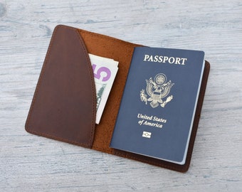 Leather Passport Wallet, Distressed Leather Travel Wallet, Passport Holder, Passport cover, Personalized gift for him, Christmas Gift