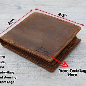 Cartera de cuero personalizada, Billetera Bifold, Cartera Slim Bifold, Cartera de cuero personalizada, Regalo de cumpleaños, Regalo para él, hombres personalizados