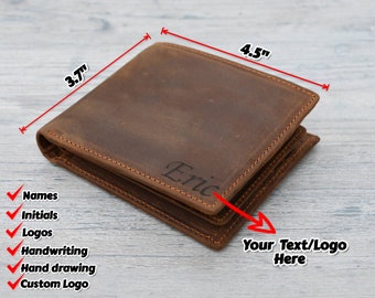 Personalized Leather Wallet, Bifold Wallet, Slim Bifold Wallet, Personalized Leather Wallet, Birthday gift, Gift for him, personalized mens