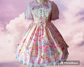 Fuwaya Moe Diary Purple Yellow JSK KC Set kawaii lolita moda carino dolce vestito pastello harajuku