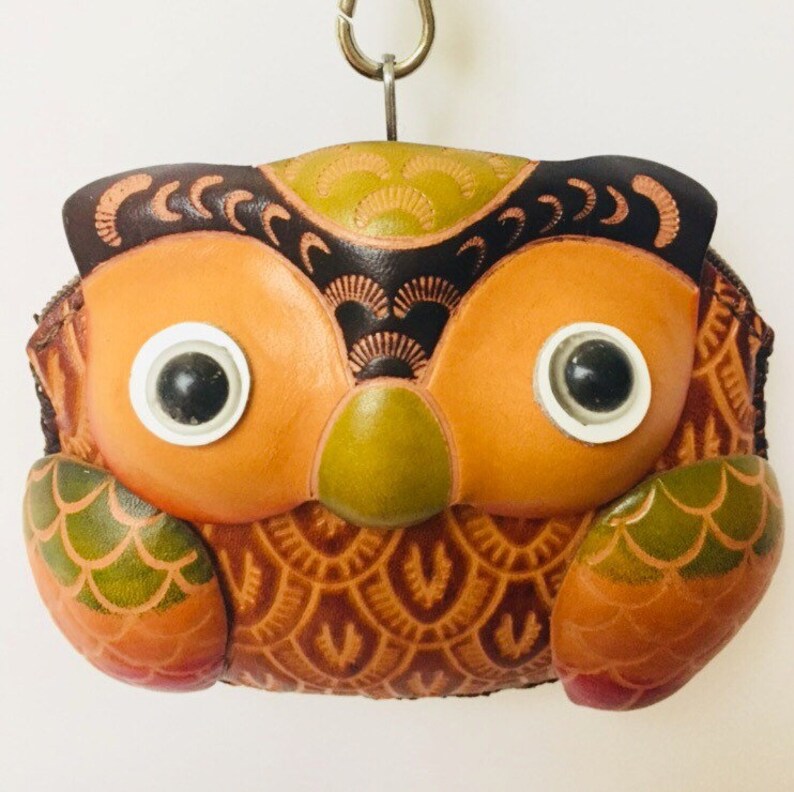NEW Genuine Leather Owl Wristlet Animal Coin PurseWallet