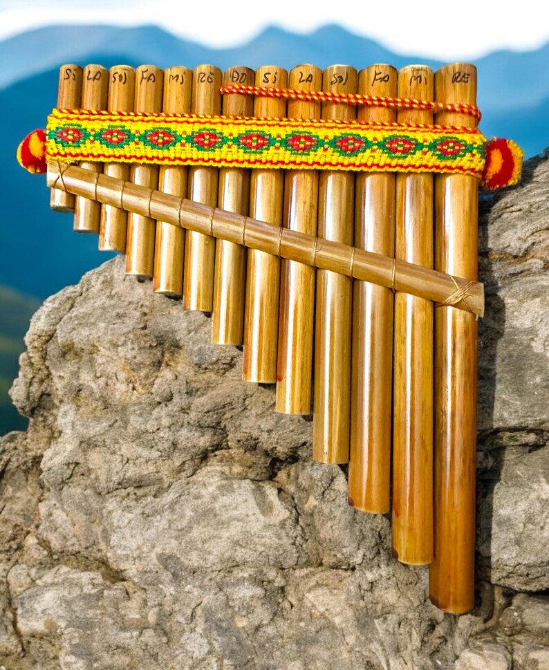 Stringed Flute NEW Arrivals ! Authentic Pan Flute, Colorful Stripe With String, Andean ...
