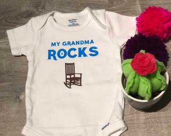 My grandma rocks onesie, funny baby onesie, baby shower, baby gift