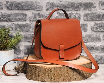 ARYA Cross Body Satchel Bag - Full Grain/Natural Leather - Oxblood Red/Black/Brown/Tan/Natural purse handbag