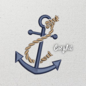 DIGITAL: Small hoop Anchor with cracked rope 7 sizes embroidery design for machine embroidery 4x4hoop, 7 sizes image 1