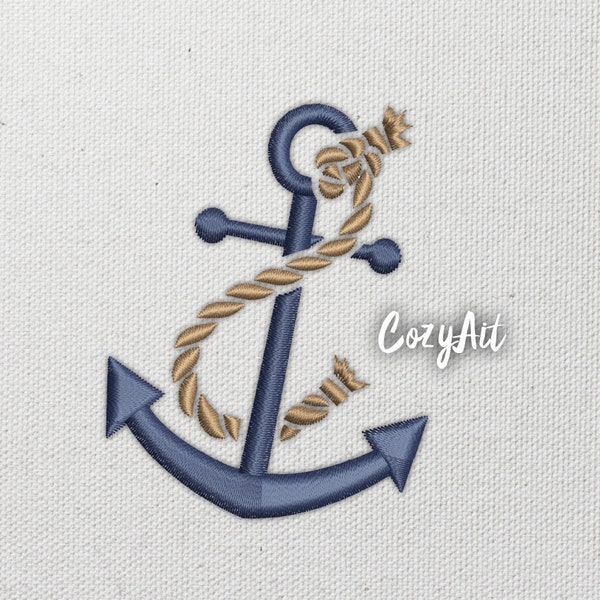 DIGITAL: Small hoop Anchor with cracked rope  - 7 sizes embroidery design for machine embroidery (4x4hoop, 7 sizes)