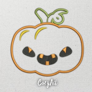 DIGITAL: APPLIQUE Evil Kawaii Pumpkin - 2 sizes embroidery design for machine embroidery (146)