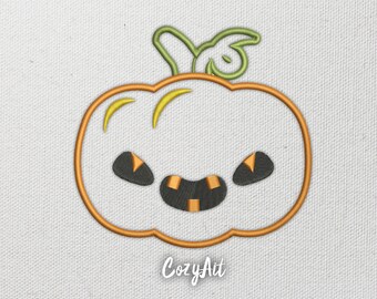 DIGITAL: APPLIQUE Evil Kawaii Pumpkin - 2 sizes embroidery design for machine embroidery (146)