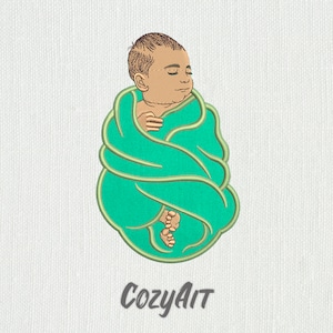 DIGITAL: APLLIQUE infant baby in a blanket made as applique - 4 sizes embroidery design for machine embroidery (558)