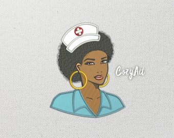DIGITAL: APPLIQUE Nurse woman african american - 3 sizes embroidery design for machine embroidery (319)