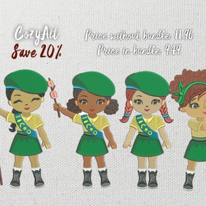 DIGITAL: 20% OFF Scout girls going to the adventure - pack of 4 embroidery designs (four sizes each) for machine embroidery
