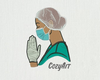 DIGITAL: Nurse woman pray - 3 sizes embroidery design for machine embroidery (455)
