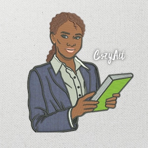 DIGITAL: APPLIQUE Young Woman Teacher with a book in her hands - 3 sizes embroidery design for machine embroidery (359)
