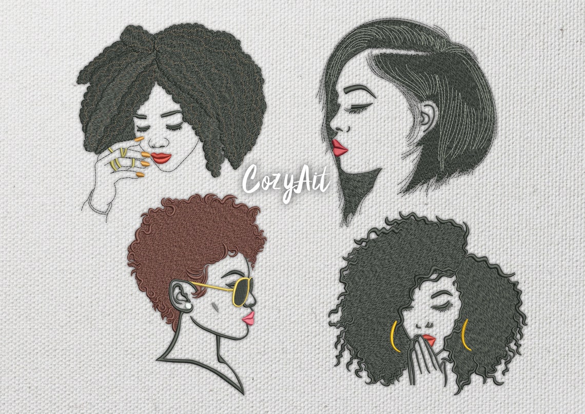 DIGITAL: Set of 4 Silhouettes of african american women | Etsy