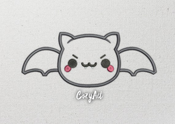 DIGITAL: APPLIQUE Halloween Kawaii Bat 2 Sizes Embroidery - Etsy Denmark