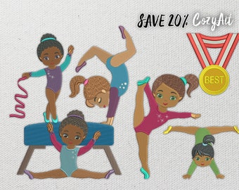 DIGITAL: 20% OFFGymnastic Girls Bundle - pack of 6 embroidery designs (three sizes) for machine embroidery (202)