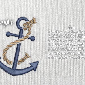 DIGITAL: Small hoop Anchor with cracked rope 7 sizes embroidery design for machine embroidery 4x4hoop, 7 sizes image 2