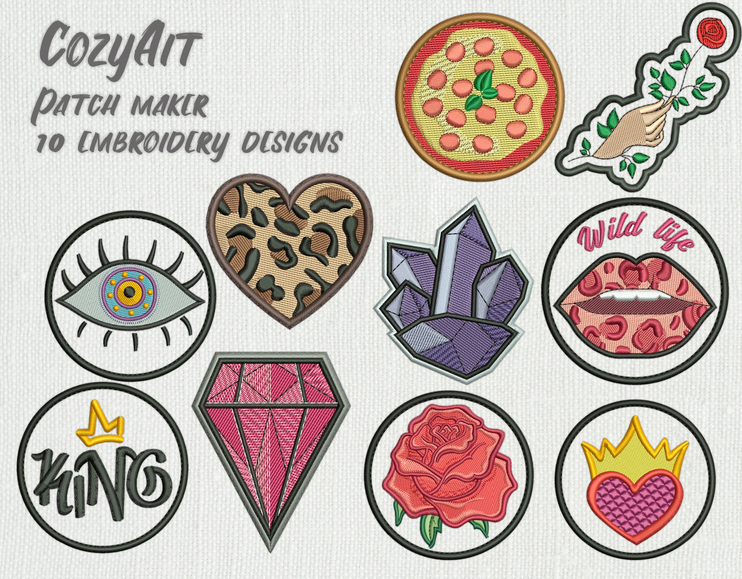 DIGITAL: Patch Maker Bundle 1, for 4x4 Hoop Pack of 10 Embroidery