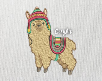 DIGITAL: Lama in cute apparel - 3 sizes embroidery design for machine embroidery (191)