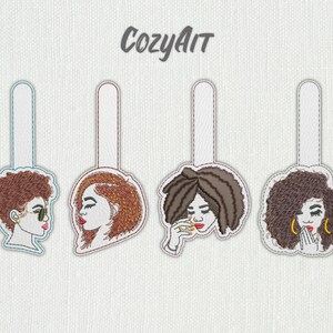 DIGITAL: Conjunto de 4 desenhos de Snap Tab silhueta meninas - desenho de bordado para bordado à máquina (419)
