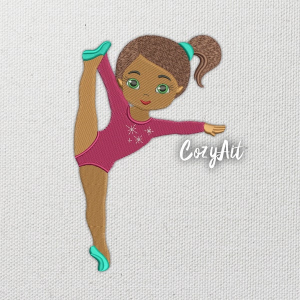 DIGITAL: Gymnastic Girl Doing Side Scale - 3 sizes embroidery design for machine embroidery (200)