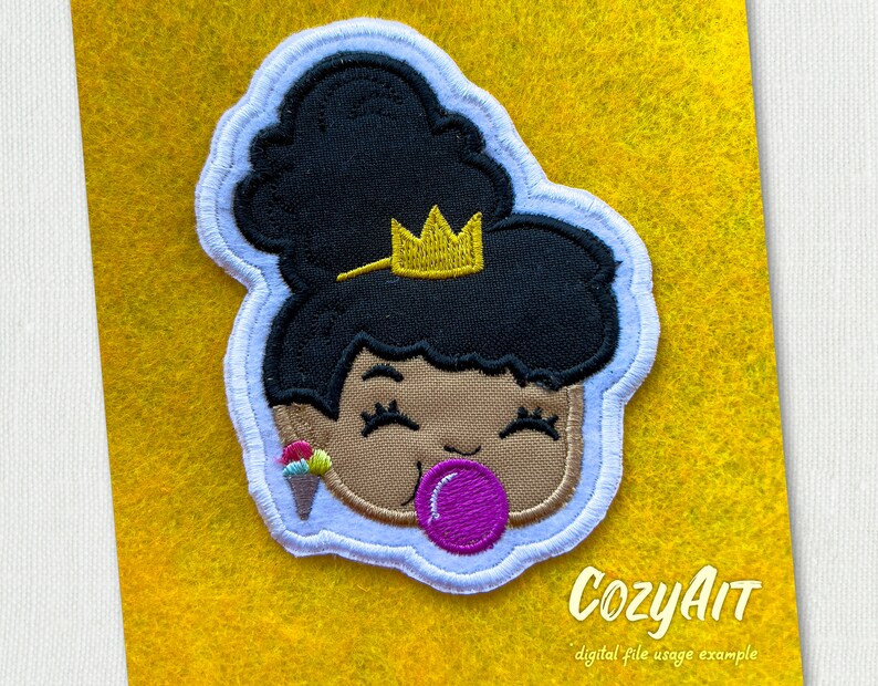 DIGITAL: APPLIQUE Cartoony Cute Girl Bubble +patch Production File - 4 ...