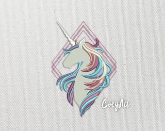 DIGITAL: Space Unicorn geometry design - 5 sizes embroidery design for machine embroidery (296)