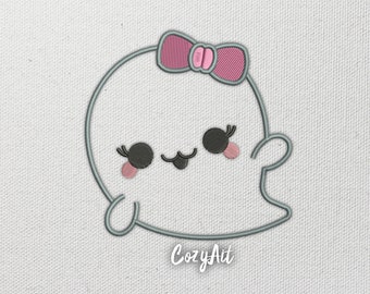 DIGITAL: APPLIQUE Kawaii Ghost Girl - 2 sizes embroidery design for machine embroidery (145)