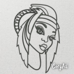 DIGITAL: Queen Of Egypt Outline - 5 sizes embroidery design for machine embroidery (84)