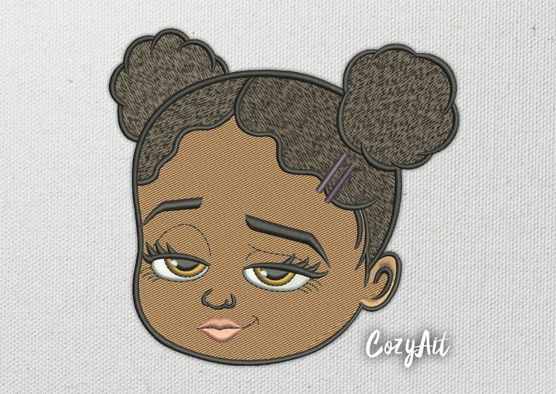 DIGITAL Girl with puffs boss baby style 5 sizes embroidery Etsy