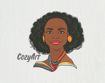 DIGITAL: Smiled woman in a colorful clothes - 3 sizes embroidery design for machine embroidery (536)