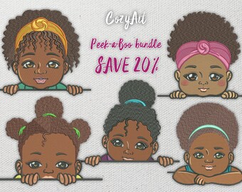 DIGITAL: 20% OFF Peek-a-boo Girls Bundle - pack of 5 embroidery designs (four sizes each) for machine embroidery