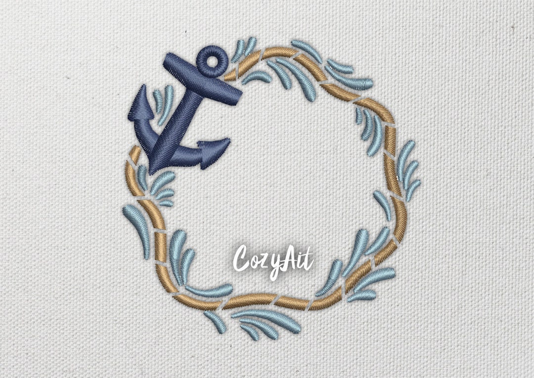 DIGITAL: Small Hoop Rope Frame With Anchor - 7 Sizes Embroidery Design ...