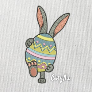 DIGITAL: The Easter Bunny Carries an Easter Egg to Hide It - 4 sizes embroidery design for machine embroidery (302)