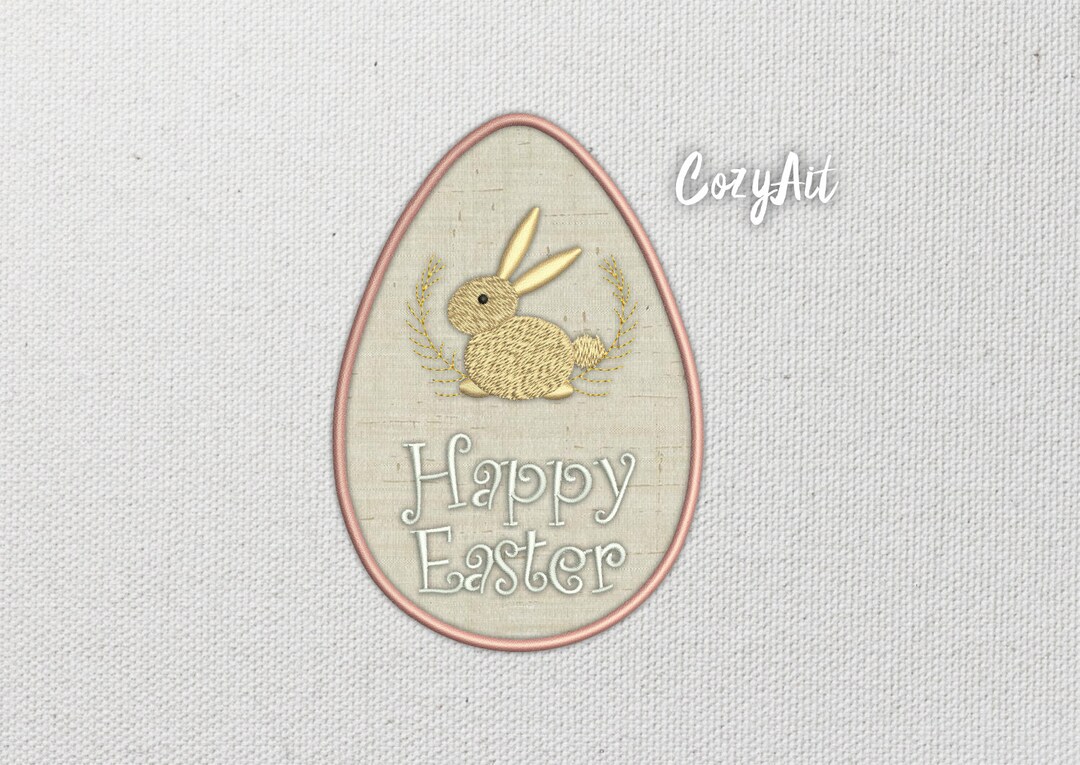 DIGITAL: APPLIQUE Happy Easter Egg - 4 Sizes Embroidery Design for ...