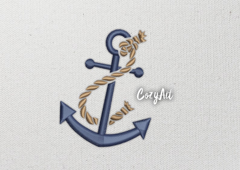 DIGITAL: Small hoop Anchor with cracked rope 7 sizes embroidery design for machine embroidery 4x4hoop, 7 sizes image 1