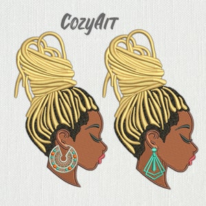 DIGITAL: Beautiful Woman With Dreadlocks High Hairstyle in two variations - 4 sizes embroidery design for machine embroidery (342)